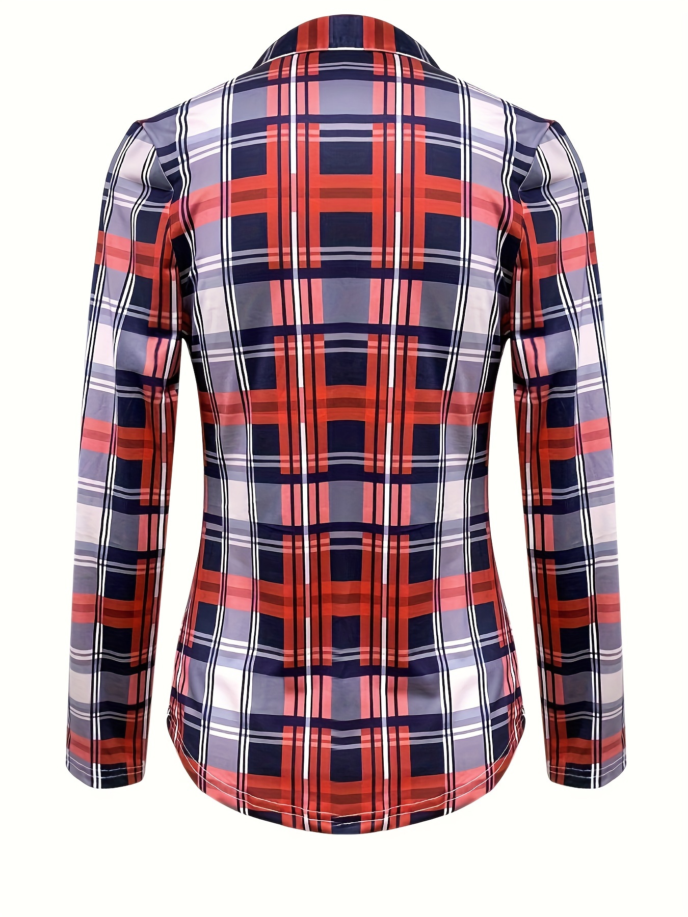 plaid print tie front blouse casual long sleeve blouse for spring fall womens clothing details 1