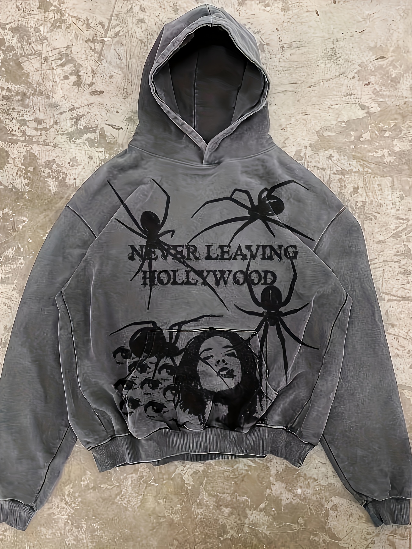 graphic print vintage hoodie y2k long sleeve hooded sweatshirt womens clothing details 0