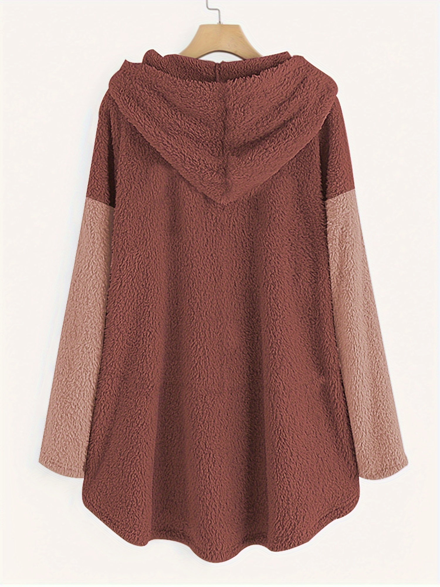 letter print fleece loose hoodie casual button long sleeve warm sweatshirt womens clothing details 3