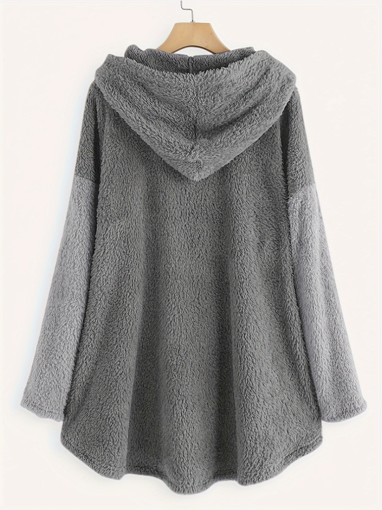 letter print fleece loose hoodie casual button long sleeve warm sweatshirt womens clothing details 5