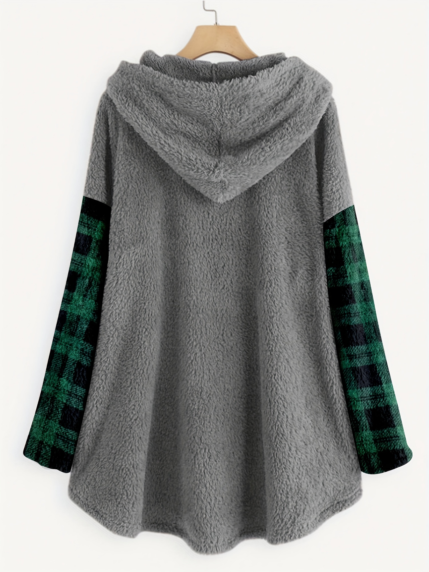 letter print fleece loose hoodie casual button long sleeve warm sweatshirt womens clothing details 9