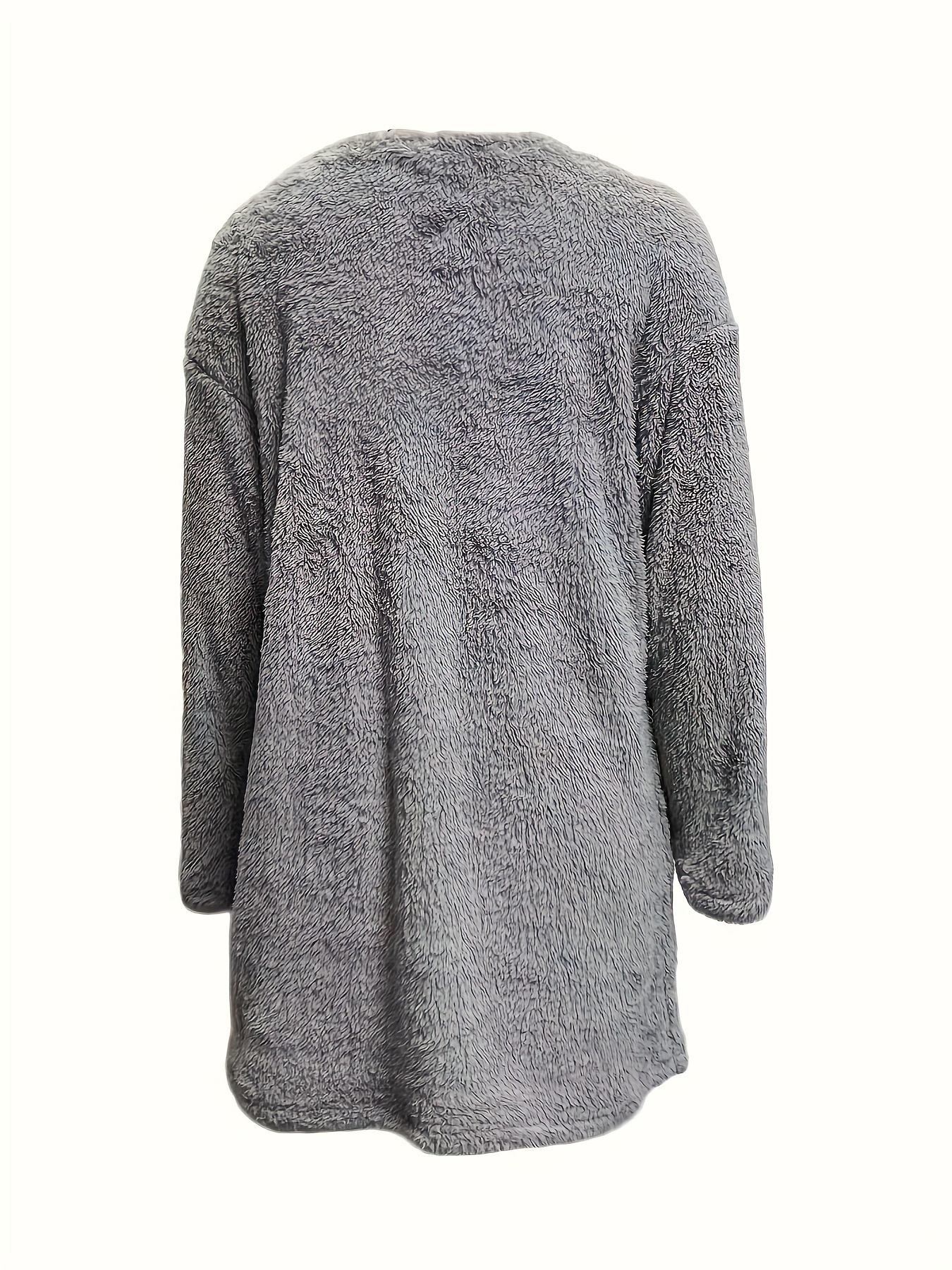letter print patched pockets sweatshirt casual drop shoulder button decor plush sweatshirt womens clothing details 20