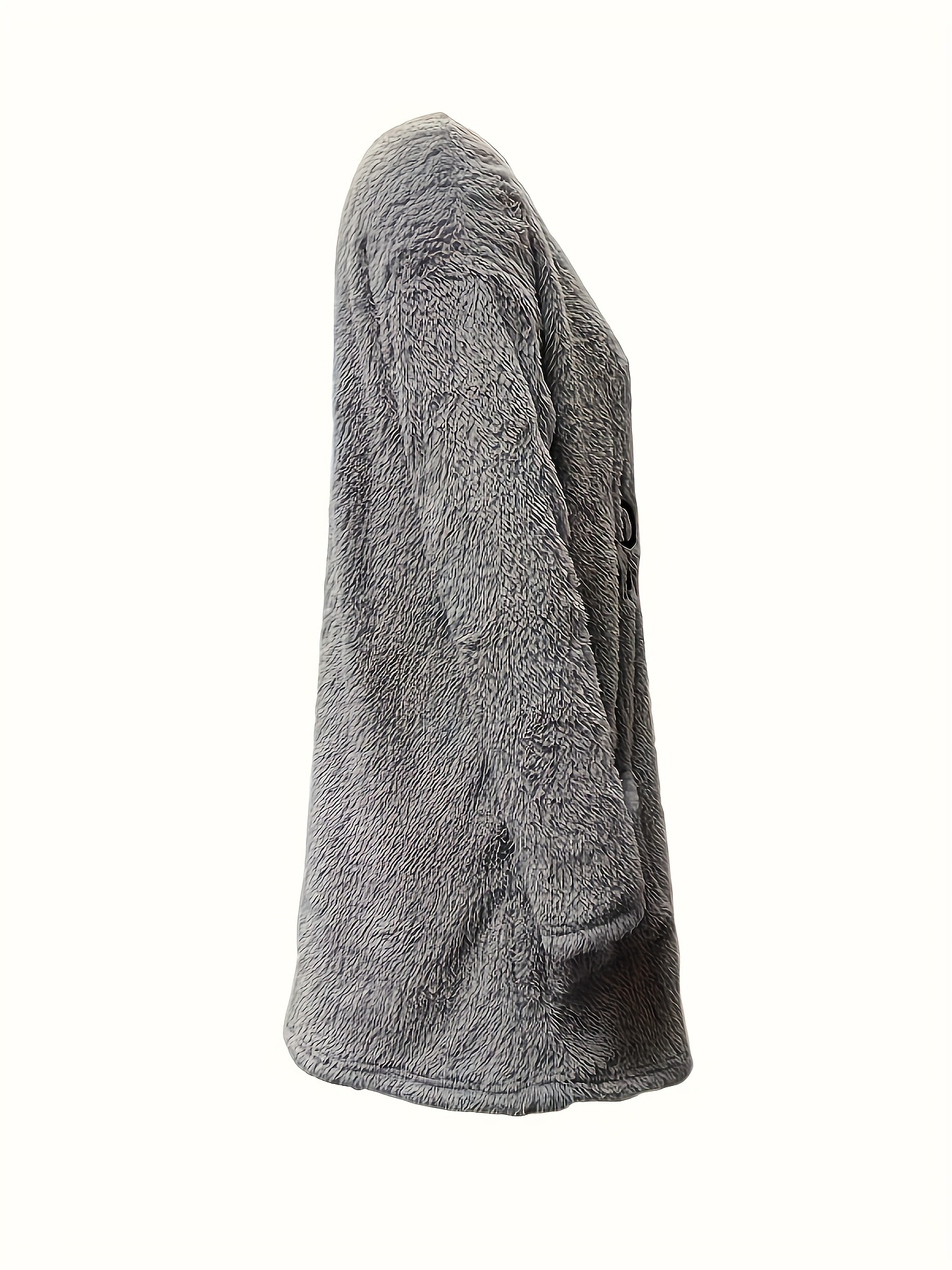 letter print patched pockets sweatshirt casual drop shoulder button decor plush sweatshirt womens clothing details 23