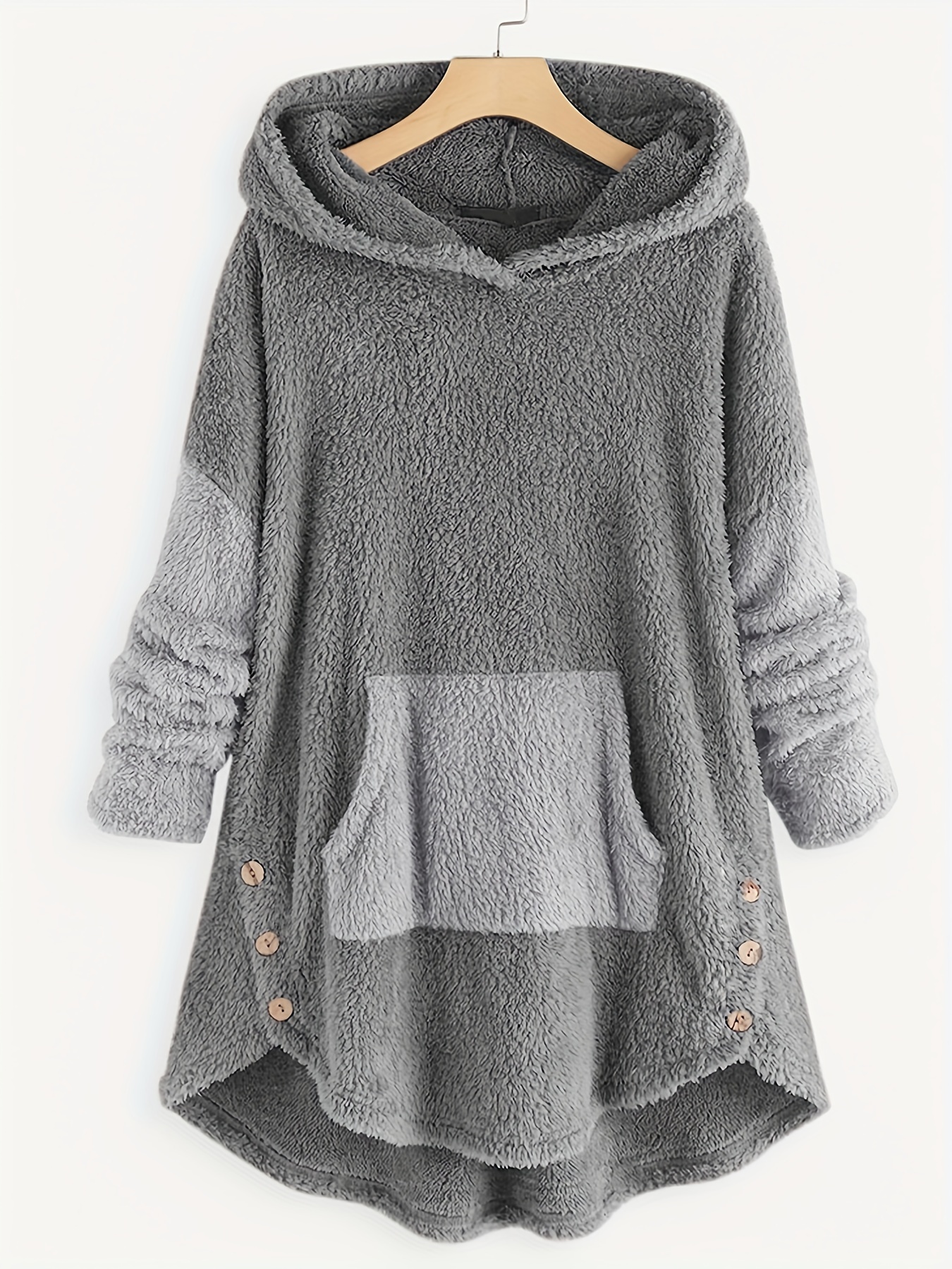 color block kangaroo pocket hoodie long sleeve thermal hoodies sweatshirt womens clothing details 0
