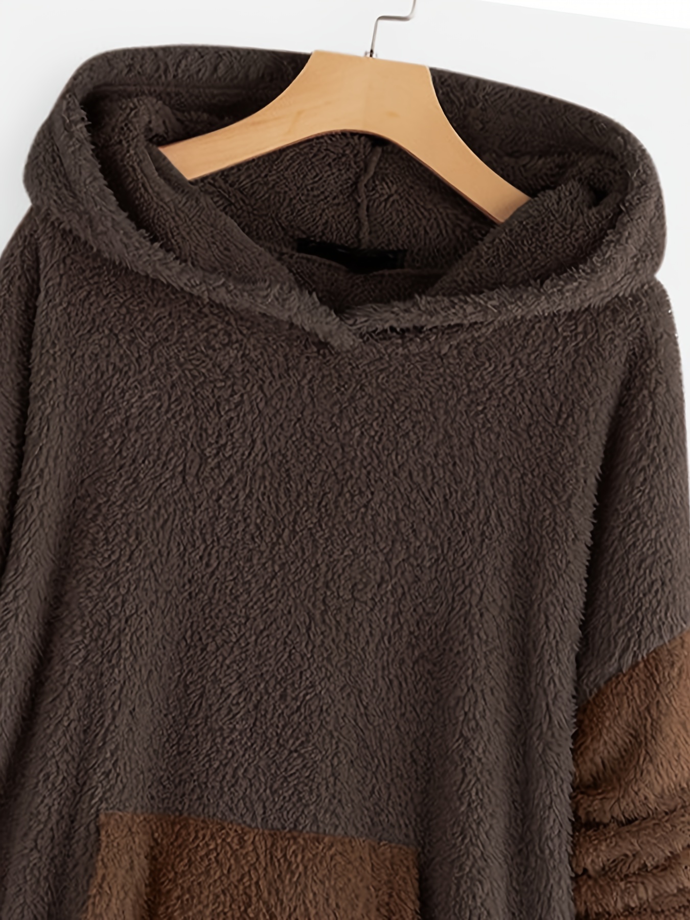 color block kangaroo pocket hoodie long sleeve thermal hoodies sweatshirt womens clothing details 8