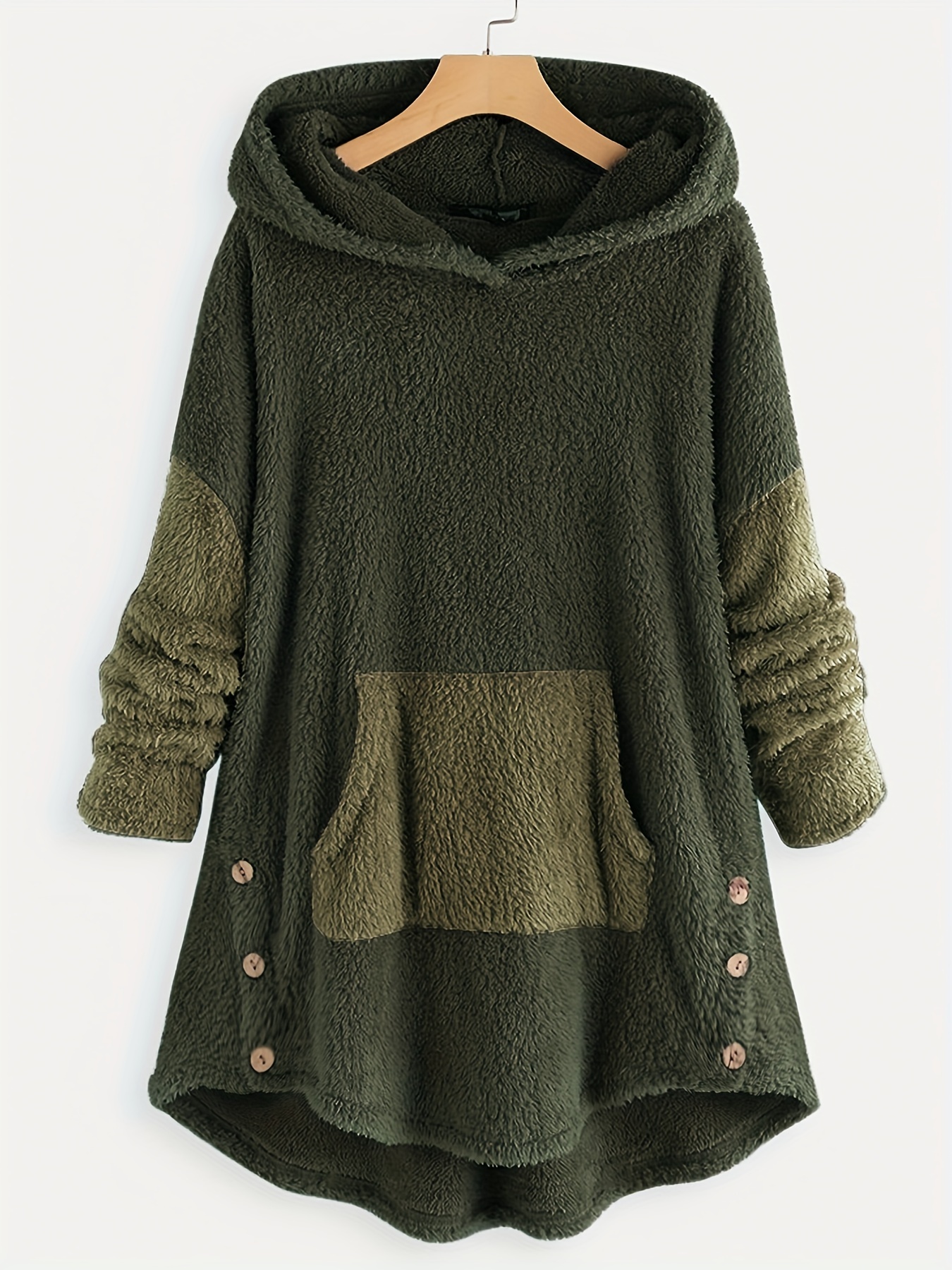 color block kangaroo pocket hoodie long sleeve thermal hoodies sweatshirt womens clothing details 10