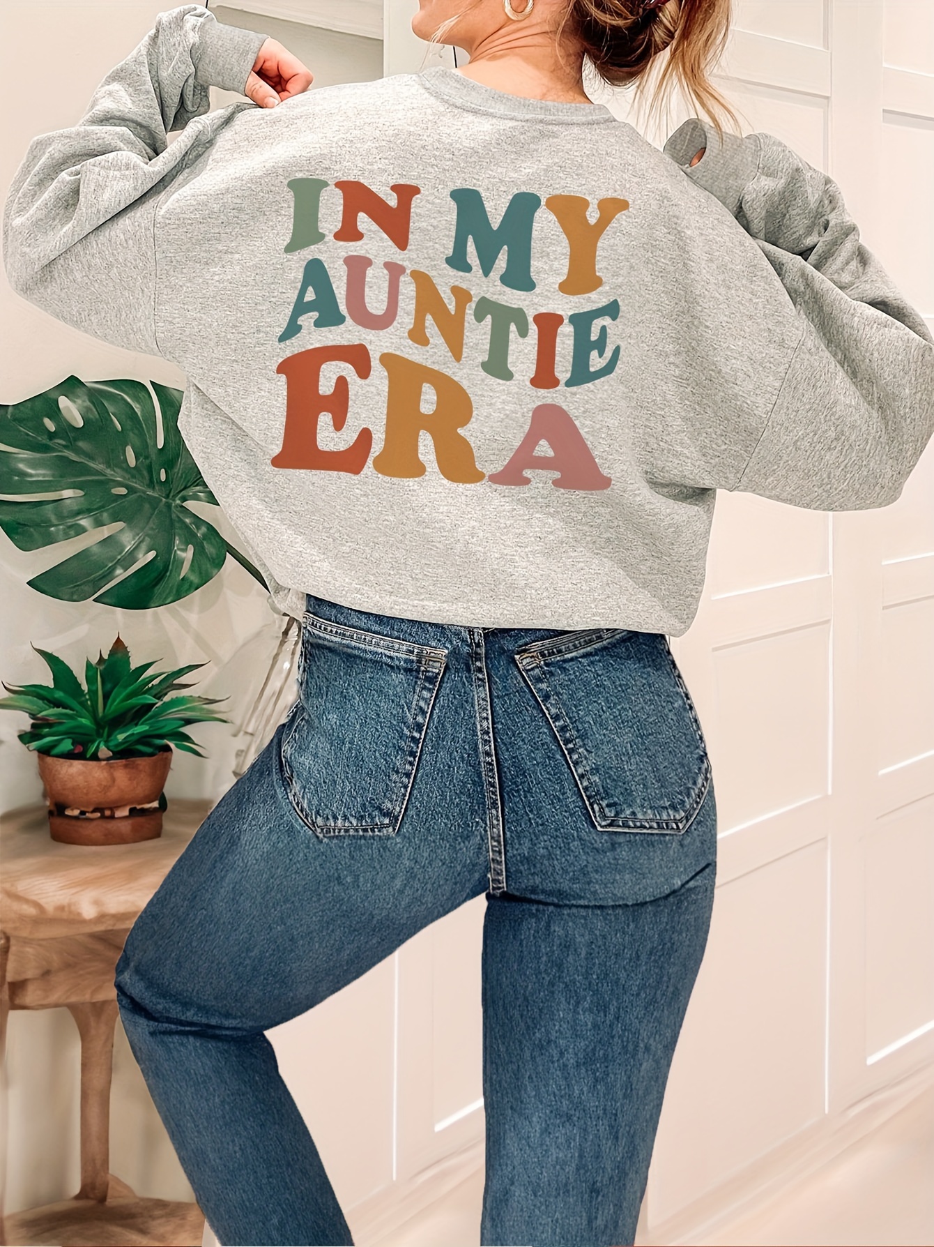 letter print pullover sweatshirt casual long sleeve crew neck sweatshirt for fall winter womens clothing details 0
