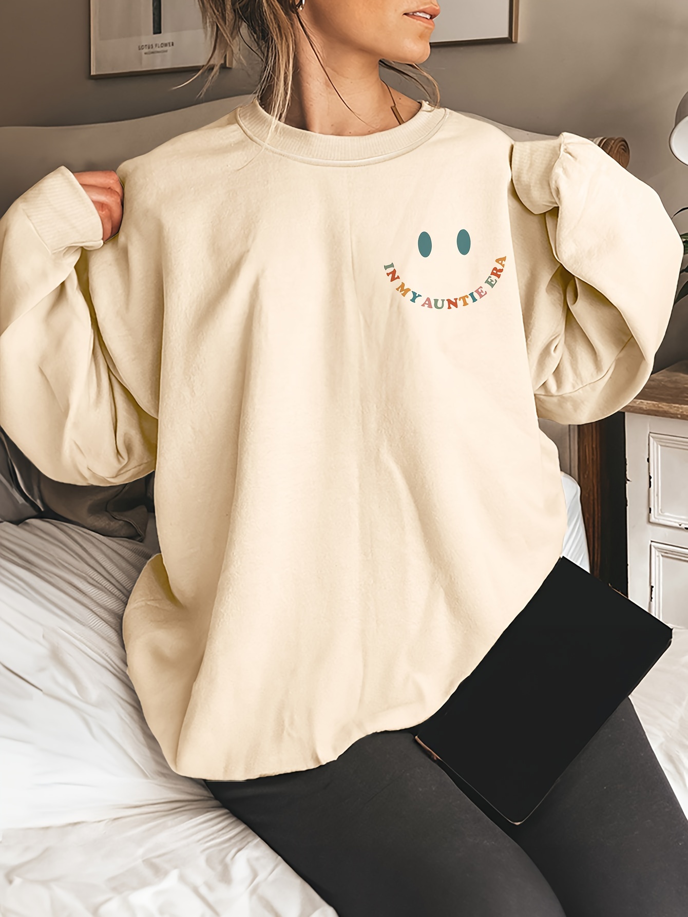 letter print pullover sweatshirt casual long sleeve crew neck sweatshirt for fall winter womens clothing details 10