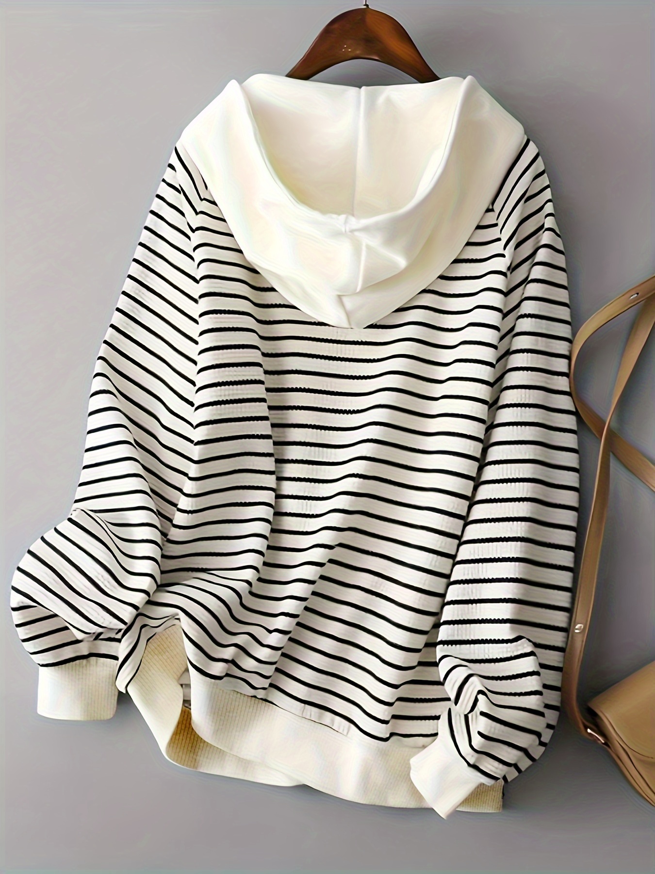 striped zip up hoodie casual long sleeve drawstring hoodies sweatshirt womens clothing details 0