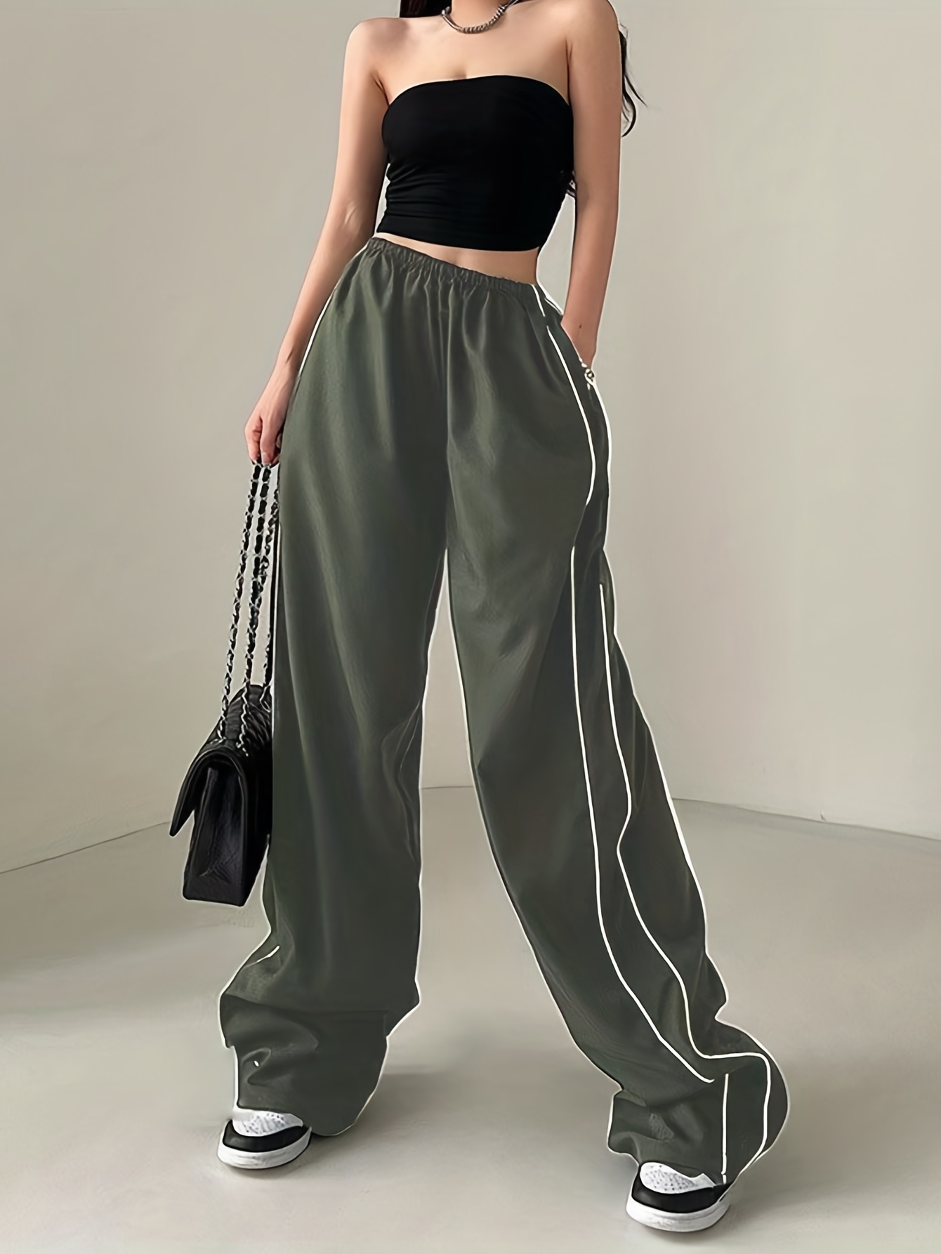 y2k loose pants elastic waist casual quick dry pants for spring summer womens clothing details 11