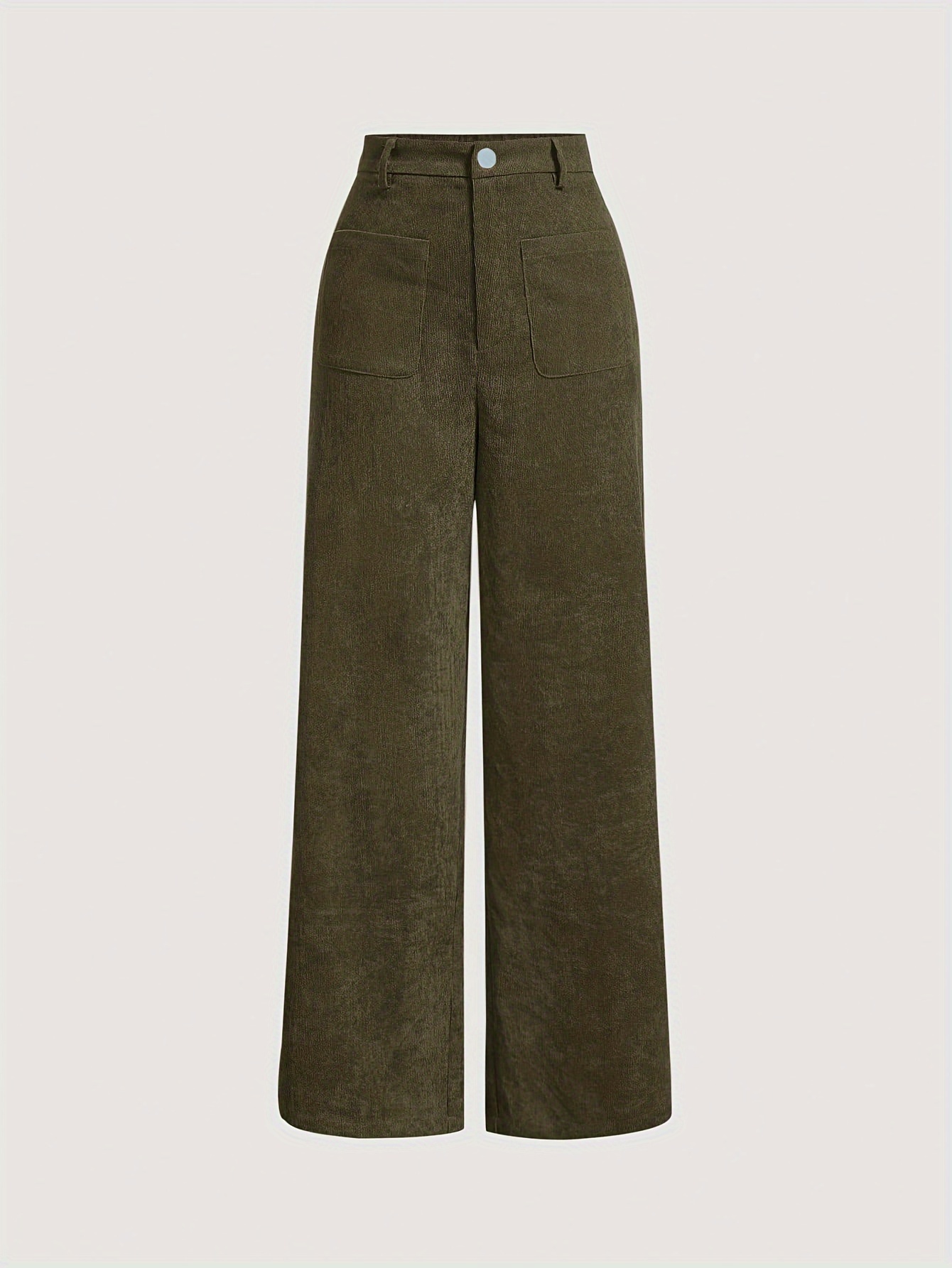 solid corduroy straight leg pants vintage patched pocket loose pants womens clothing details 15