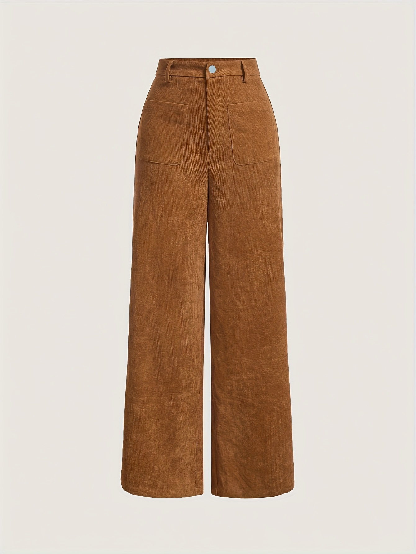 solid corduroy straight leg pants vintage patched pocket loose pants womens clothing details 31