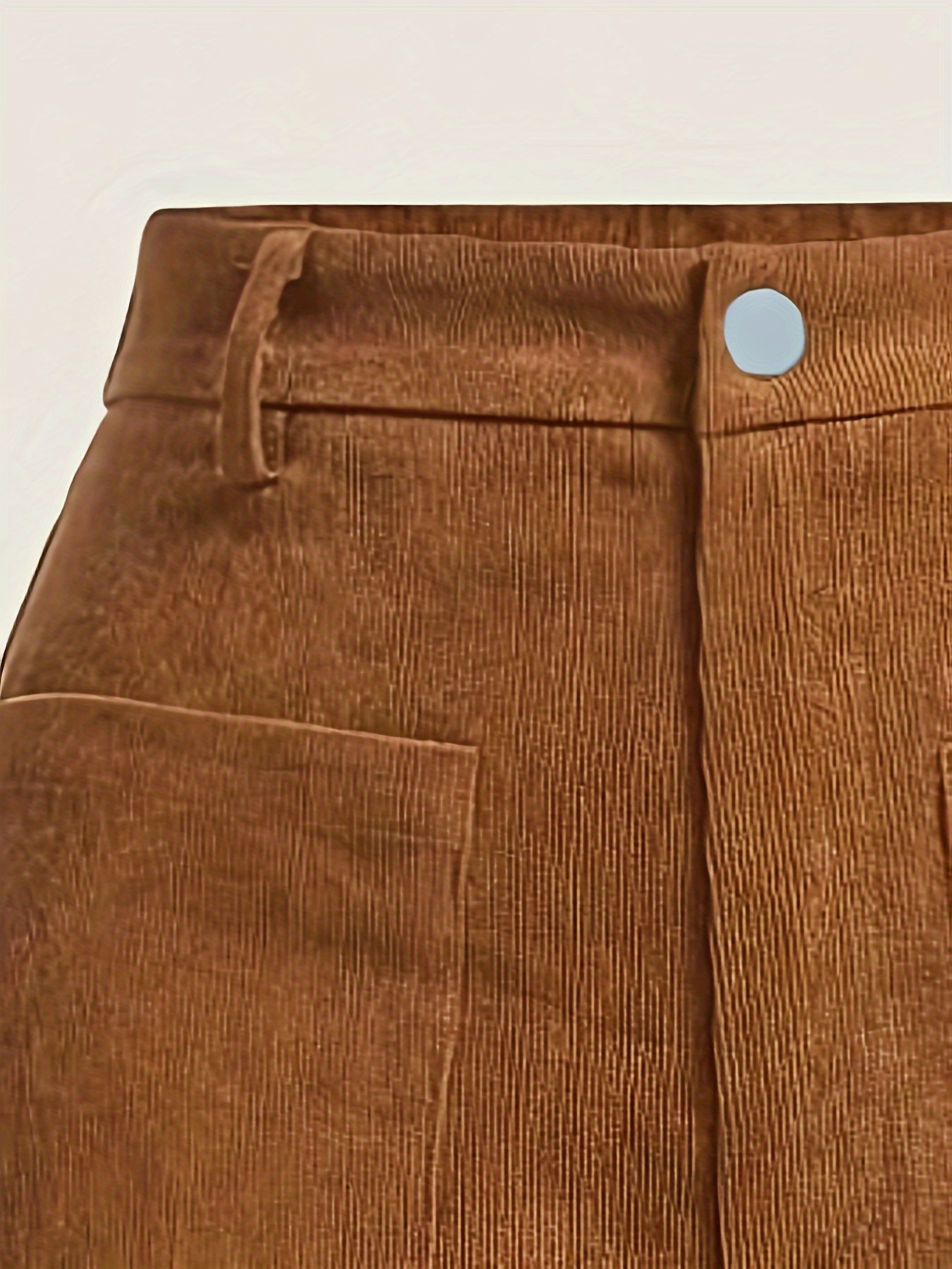 solid corduroy straight leg pants vintage patched pocket loose pants womens clothing details 33