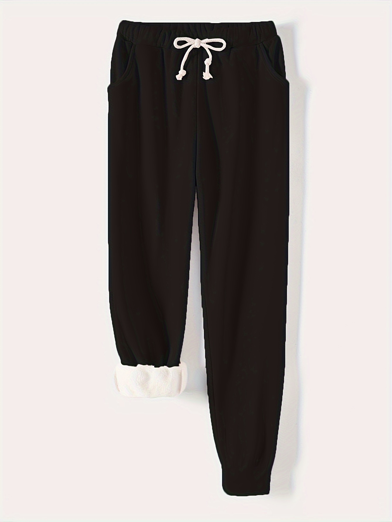 solid drawstring thermal sweatpants versatile loose comfy jogger pants womens clothing details 5