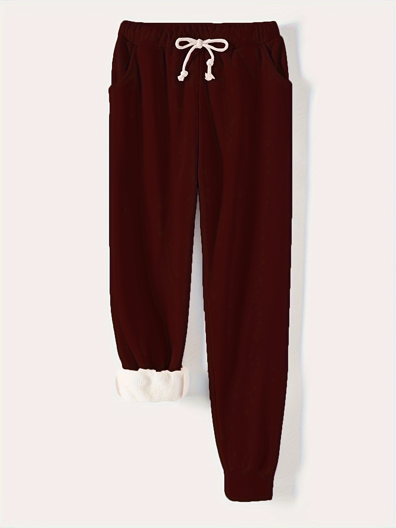 solid drawstring thermal sweatpants versatile loose comfy jogger pants womens clothing details 10
