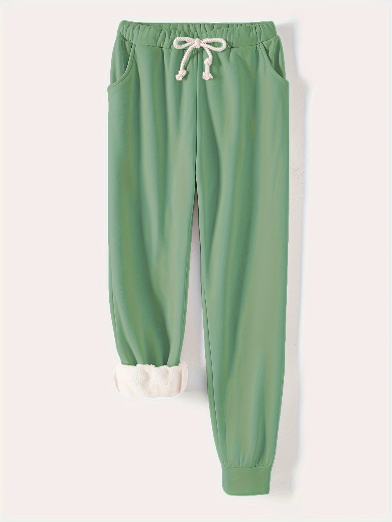 solid drawstring thermal sweatpants versatile loose comfy jogger pants womens clothing details 15