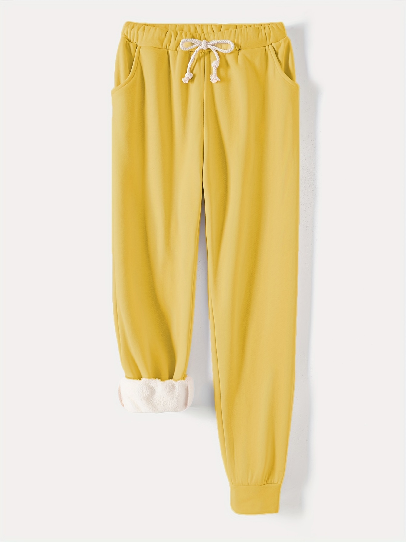 solid drawstring thermal sweatpants versatile loose comfy jogger pants womens clothing details 25