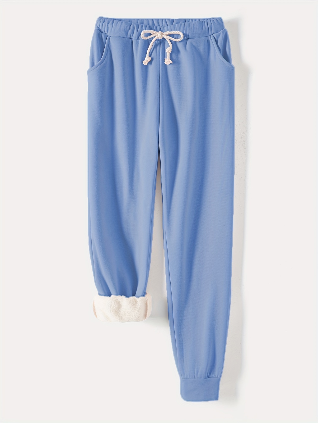 solid drawstring thermal sweatpants versatile loose comfy jogger pants womens clothing details 35