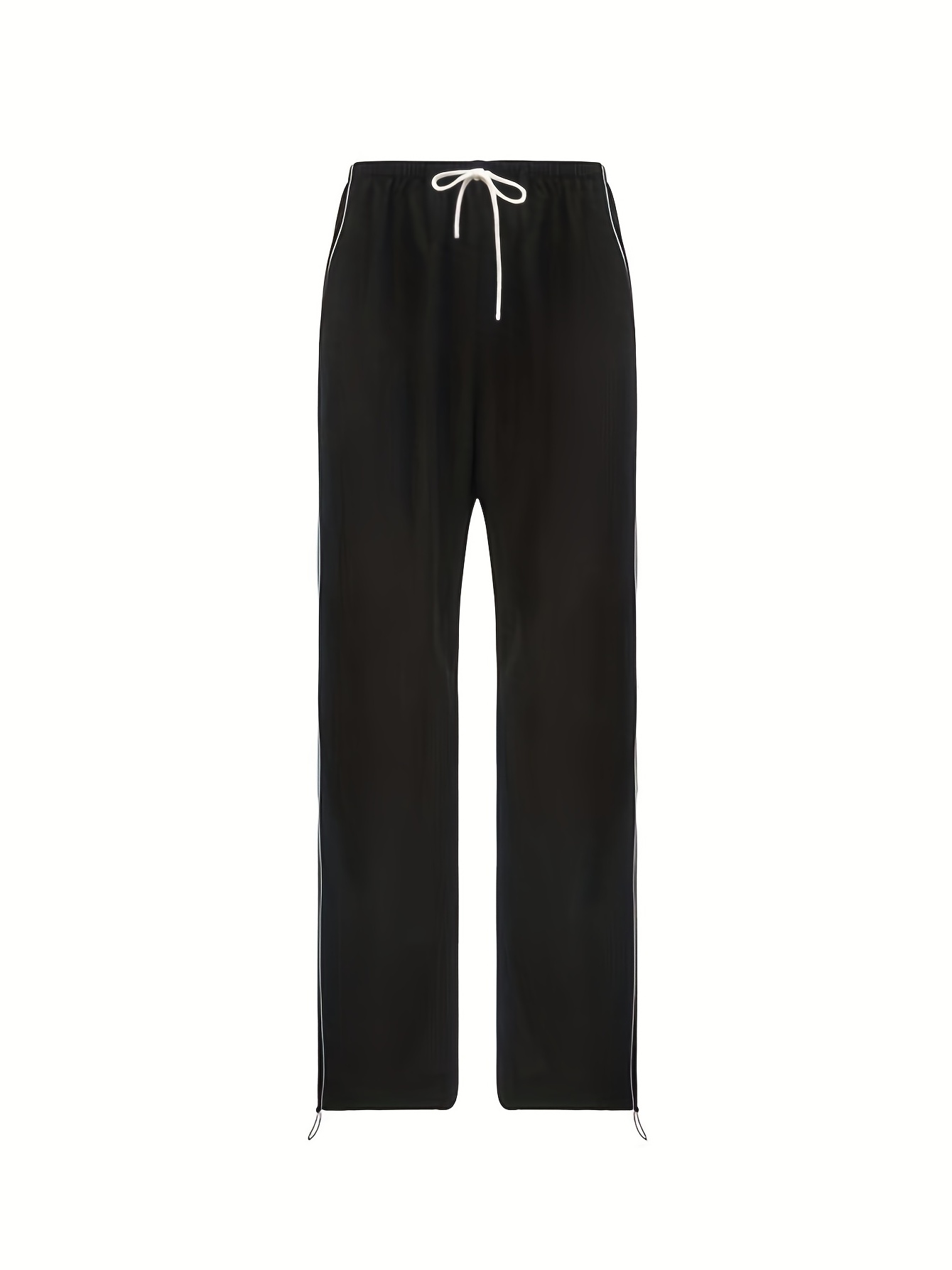 contrast binding drawstring waist pants y2k slant pocket baggy pants womens clothing details 4
