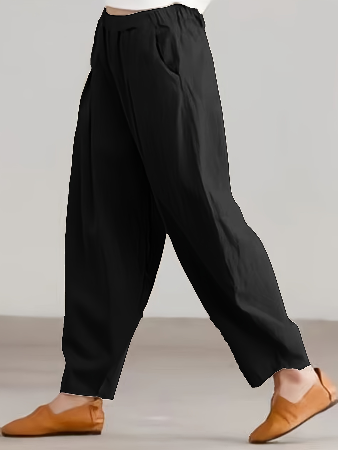 elastic high waist pants casual solid pants for spring summer womens clothing details 5