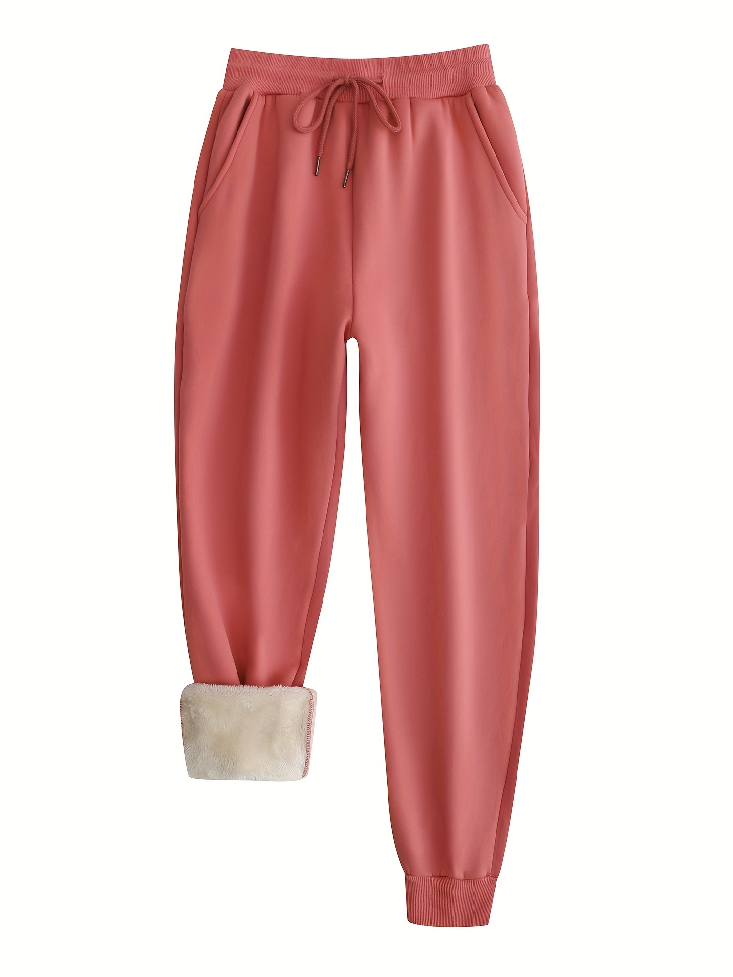plush thermal pants, winter plush thermal pants casual drawstring pocket pants womens clothing details 6
