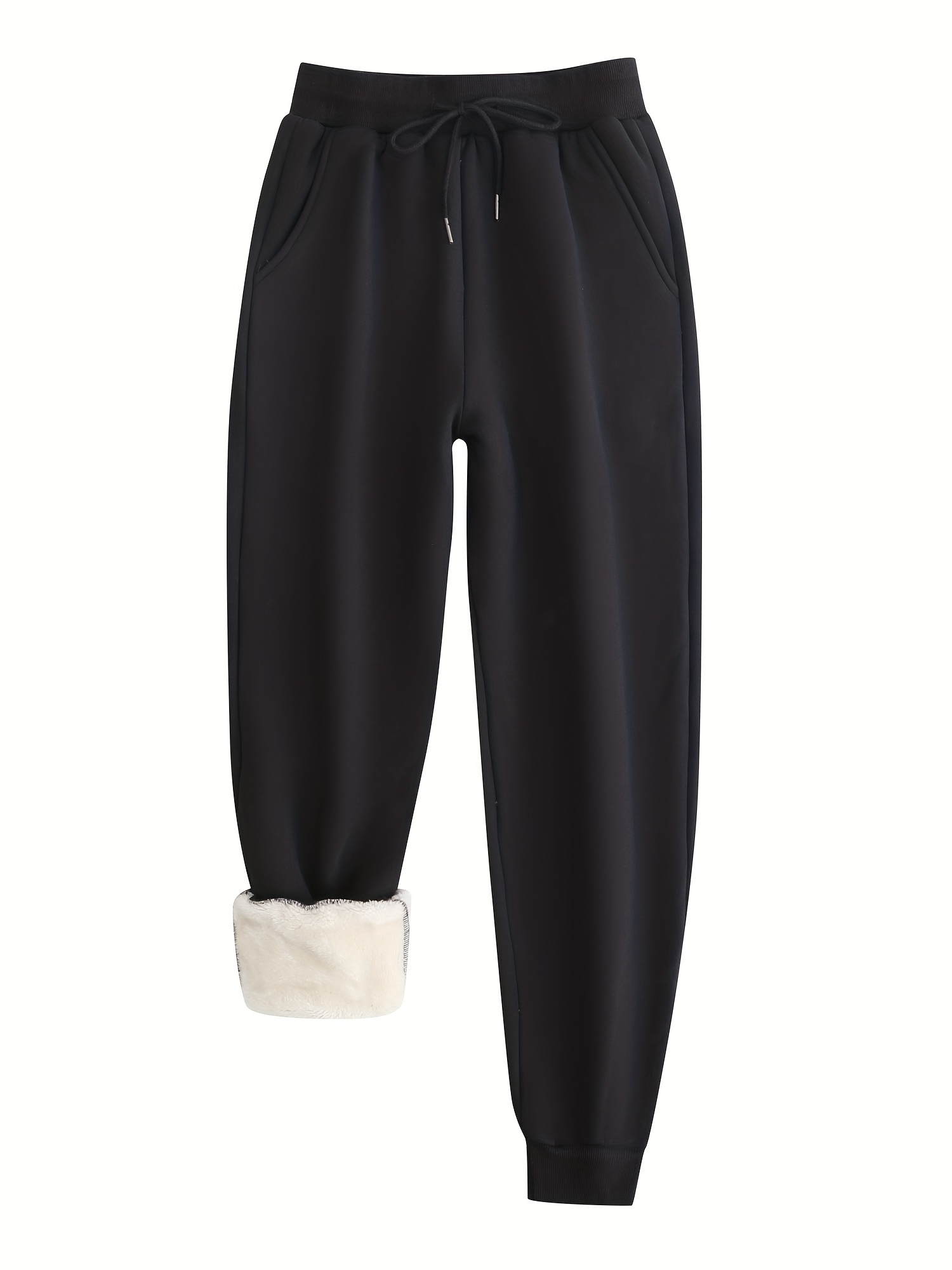 plush thermal pants, winter plush thermal pants casual drawstring pocket pants womens clothing details 21