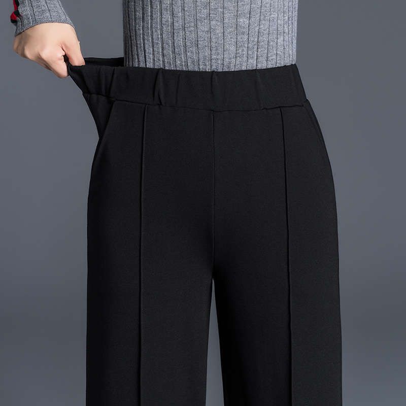 solid high waist straight leg pants casual draped pocket pants womens clothing details 6