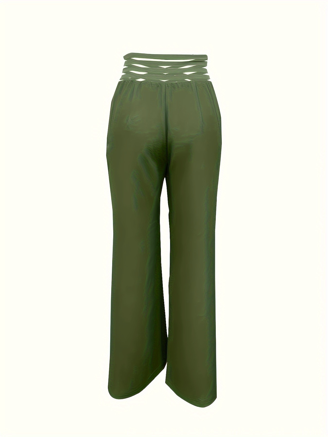 cross waist wide leg pants casual loose mesh stitching pants womens clothing details 13