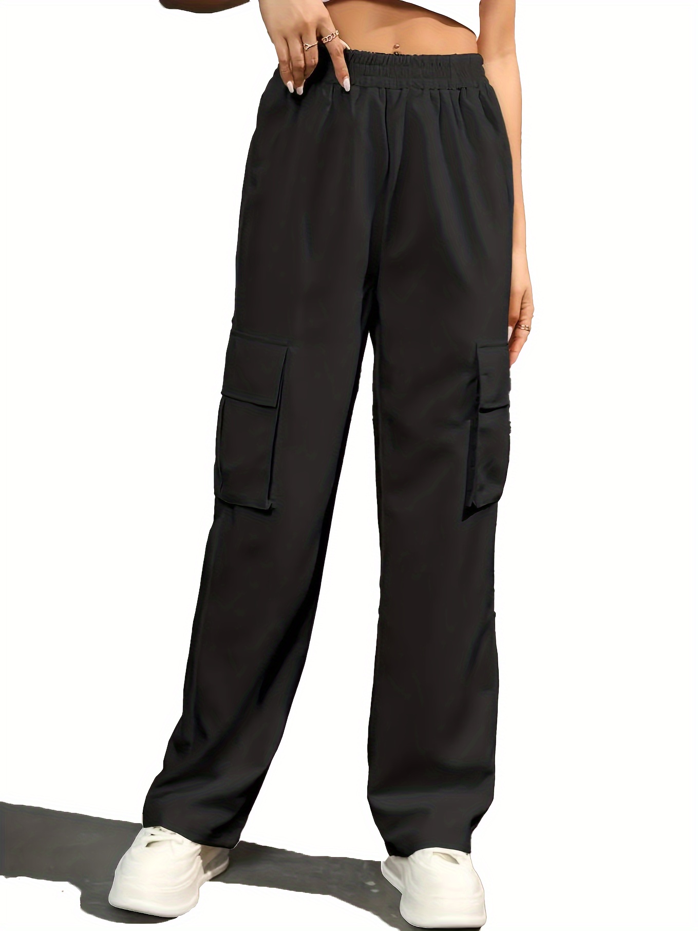straight leg cargo pants y2k high waist solid pants for spring fall womens clothing details 3