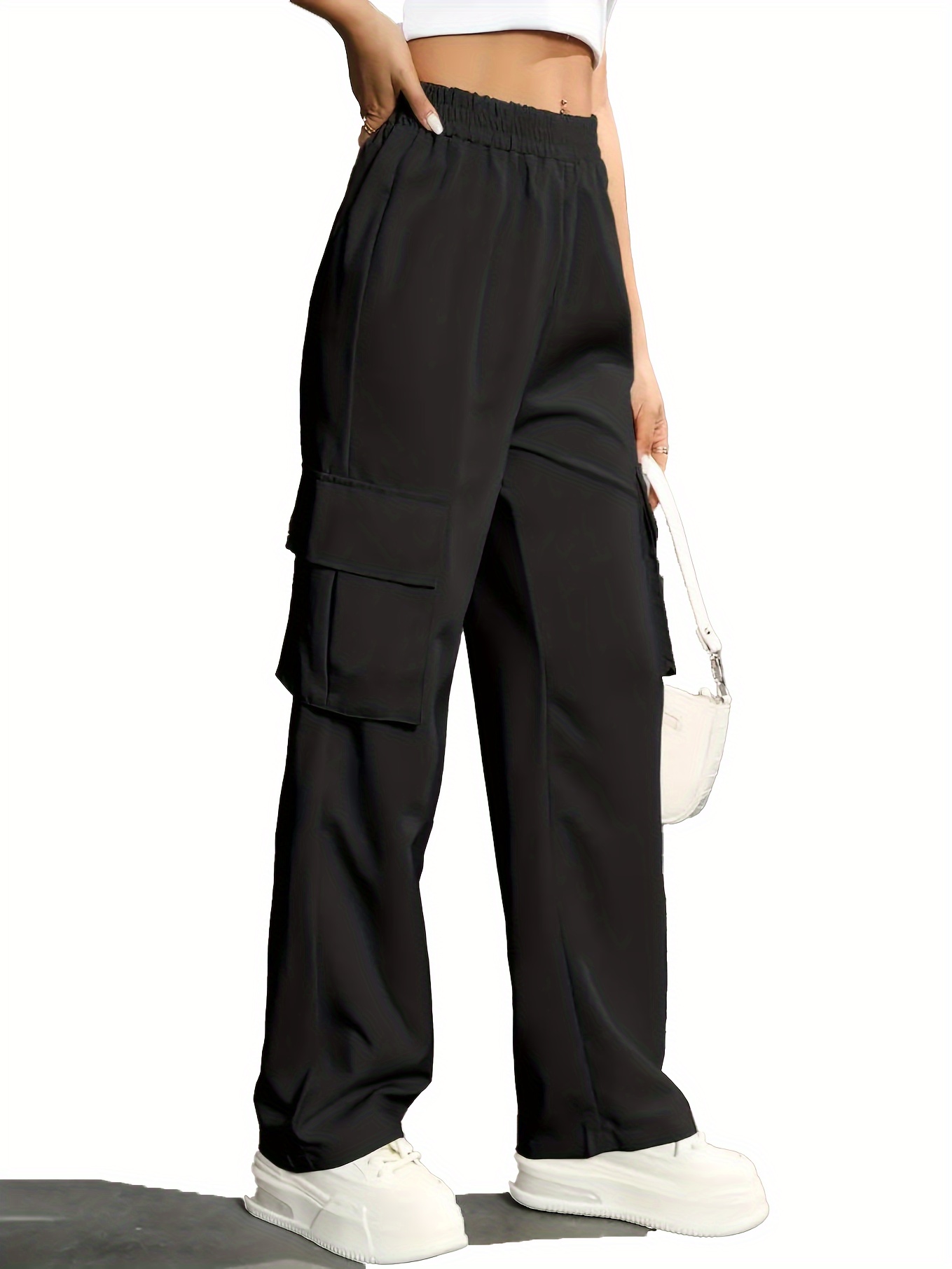 straight leg cargo pants y2k high waist solid pants for spring fall womens clothing details 4